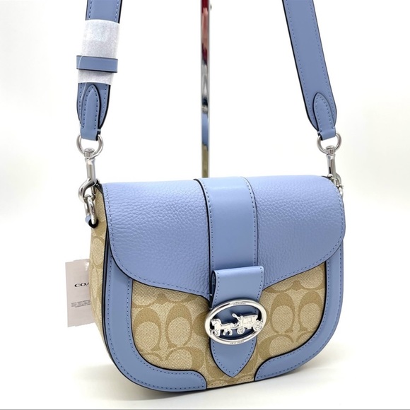 Coach Georgie Saddle Crossbody Bag In Signature Canvas - Picture 2 of 11
